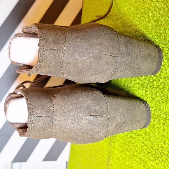 Faux suede olive wedges - Picture 3 of 5